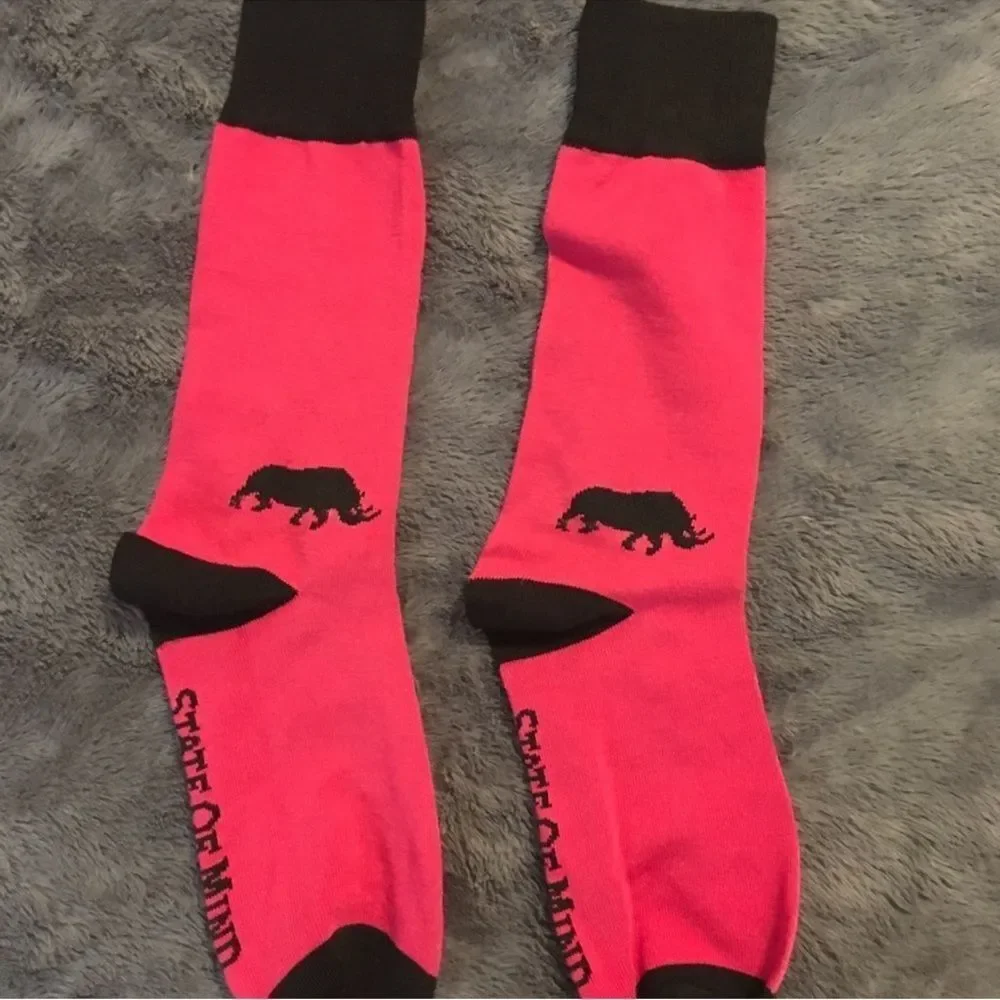 State of Mind Men's Pink and Black Casual Socks